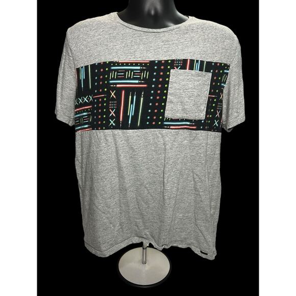 Star Wars x On The Byas Men’s T-Shirt - Size Large - Gray with Neon Lightsaber - Picture 1 of 8